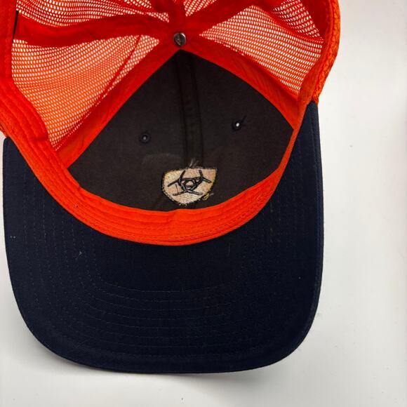 Ariat Hat Cap Snap Back Orange Navy Blue Spell Out Logo Richardson Style 112 - Picture 5 of 6